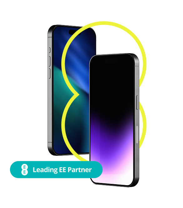 Two smartphones with EE branding, representing Elite Group's leading EE partner status for business mobile plans and devices